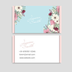Business Card. Vintage decorative elements. Ornamental floral business cards.
