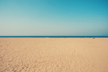 Fototapeta na wymiar Big sandy beach in Turkey - Pamucak beach