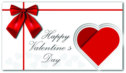 valentines card with red ribbon