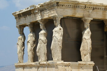Obraz premium The Erechtheion in the Acropolis of Athens, Greece: the Caryatids