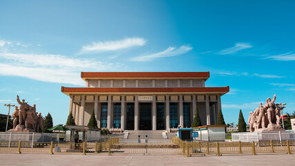 Mausoleum of Mao Zedong on Tien an men square in center of Beijing, China.