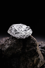 platinum nugget in excavation mine, gemstone, mining concept
