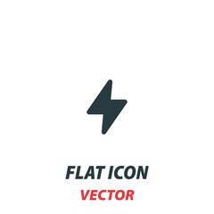 Flash Bolt of lightning icon in a flat style. Vector illustration pictogram on white background. Isolated symbol suitable for mobile concept, web apps, infographics, interface and apps design