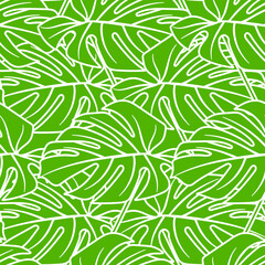Monstera leaf seamless tropical pattern. Vector stock illustration eps 10. 