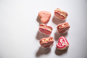 Sweet macaroons in the shape of a heart for Valentine's Day, sweets for Valentine's Day