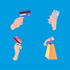 Shopping and money set vector design