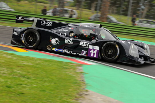 Imola, Italy May 13, 2016: EUROINTERNATIONAL USA Ligier JS P3 - Nissan Andrea Dromedari (ITA) Fabio Mancini (ITA) Roman Rusinov (RUS) in action during the 4H ELMS Round of Imola. Italy.