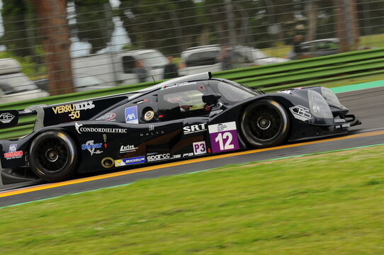 Imola, Italy May 13, 2016: EUROINTERNATIONAL USA Ligier JS P3 - Nissan Andrea Dromedari (ITA) Fabio Mancini (ITA) Roman Rusinov (RUS) in action during the 4H ELMS Round of Imola. Italy.