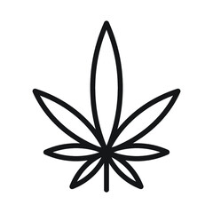 cannabis leaf black and white outline badge icon