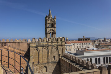 Fototapeta na wymiar Roof of the Palermo Cathedral Santa Vergine Maria Assunta. Palermo, Sicily, Italy.