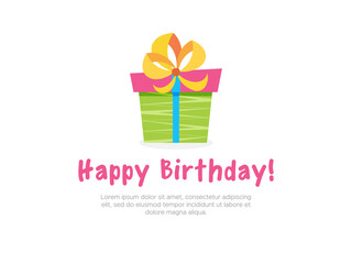 Happy Birthday!. Greeting card with colorful presents  for holidays flyers, greetings and invitations cards and birthday themed congratulations and banners. Vector illustration