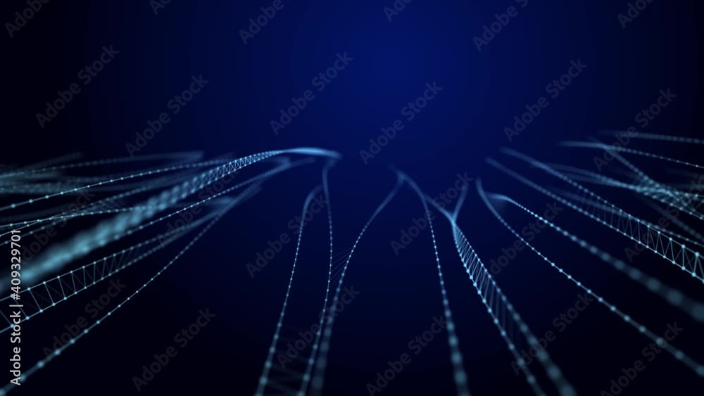 Poster Structural connection of information. Data transfer in network connection. Seamless loop. 3D rendering.