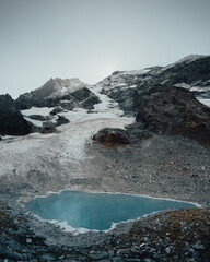 Blue mountain glacial lake