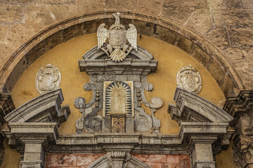Arab-Norman architectural style of Cathedral Santa Vergine Maria Assunta in Palermo, Sicily. Palermo Cathedral is cathedral church of Roman Catholic Archdiocese of Palermo, it erected in 1185.