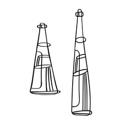 Isolated vector black and white illustration design set of lined beverage bottles