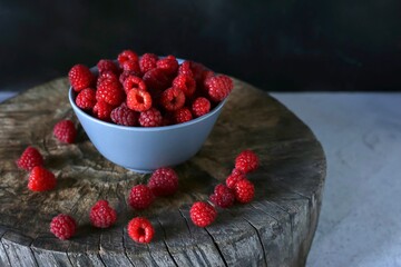 raspberries in a bowl