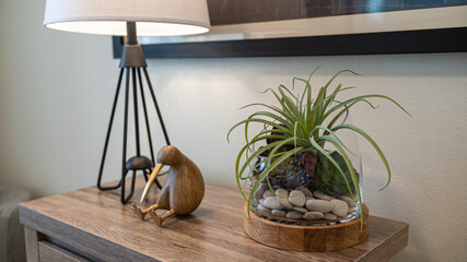 lamp and decorations on a table