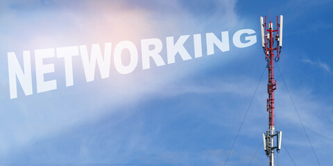 Against the background of a blue sky with clouds it is written - NETWORKING