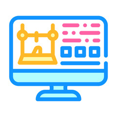 monitor with printer settings color icon vector illustration