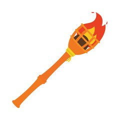 wooden torch icon, colorful design