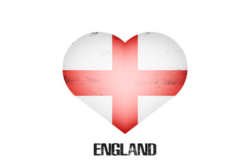 Heart with englishn national flag colors. Flag of England in the form of a heart made on an isolated background. Design pattern for greeting card on an Valentines day. Vector illustration