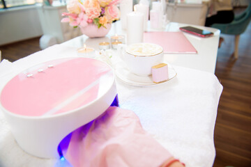 Women doing manicure. Small business existence at COVID-19 lockdown concept.