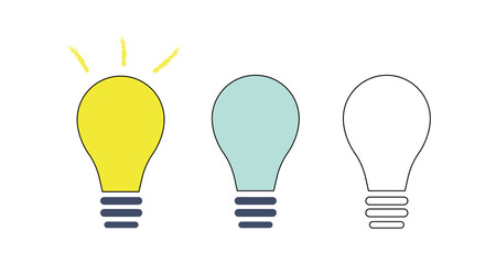 Idea lamp icon. Line, glyph and filled outline colorful version, abstract light bulb outline and filled vector signs.