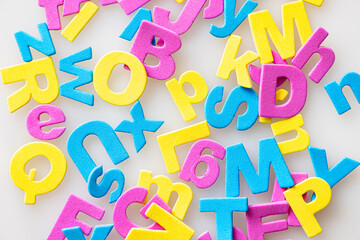 複数のアルファベットのクローズアップ