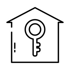 house shape with key icon, half line style
