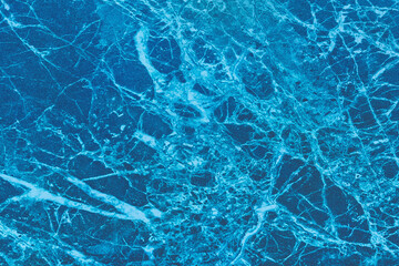 Blue malachite stone tile texture, abstract pattern of cracks marble slab background