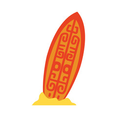 surfboard in sand icon, colorful design