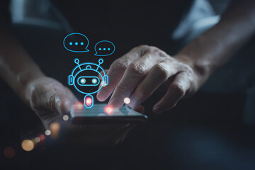 Digital chatbot, robot application, conversation assistant, AI Artificial Intelligence, innovation...