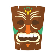 hawaiian tiki mask icon, colorful design