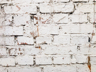 old white brick wall. Background 