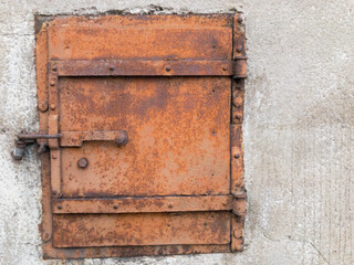 old metal door. Rusty background. Framed 