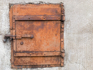 old metal door. Rusty background. Framed 