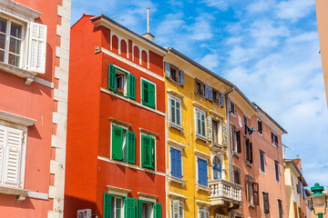 Fototapeta na wymiar Colorful buildings in Rovinj, Croatia