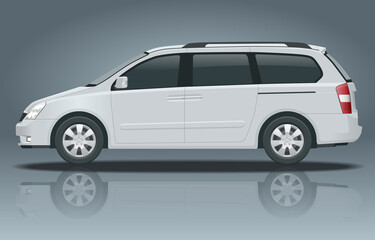 Fototapeta na wymiar Minivan Car vector template on white background. Compact crossover, SUV, 5-door minivan car. View side