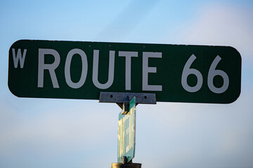Route 66 historic sign.The streets of the United States.