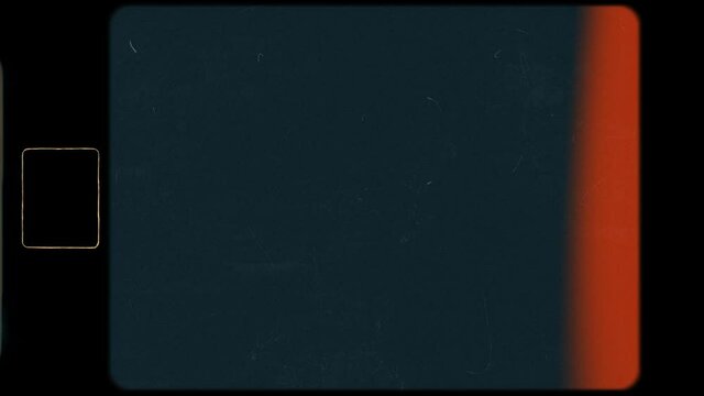Authentic Super 8 Film Frame Scan with Lens Flare, Light Leaks and Film Grain for Overlays. Vintage texture with scratches. Old film, alpha channel, transparent background. Two options in one video.
