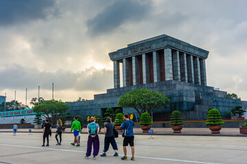 HANOI, VIETNAM, 4 JANUARY 2020: Mausoleum of Ho Chi Minh