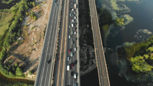 Flying under the road bridge