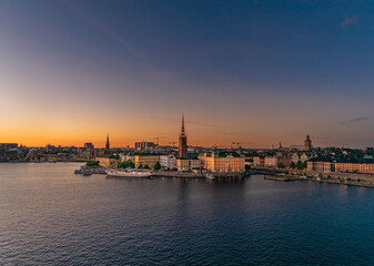 Fototapeta premium Sunset over Riddharholemn, Stocholm