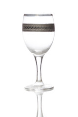 Transparent drink glass over white background.