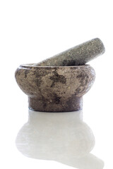 pestle and mortar over white background totally isolate. 