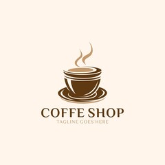 Coffee shop logo design template. Retro coffee emblem. Vector art.
