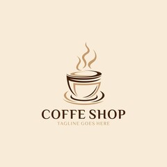Coffee shop logo design template. Retro coffee emblem. Vector art.

