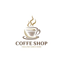 Coffee shop logo design template. Retro coffee emblem. Vector art.
