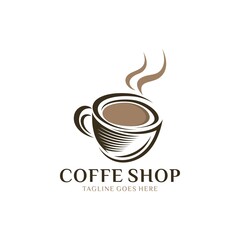 Coffee shop logo design template. Retro coffee emblem. Vector art.
