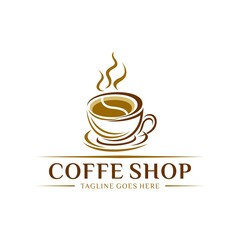 Coffee shop logo design template. Retro coffee emblem. Vector art.

